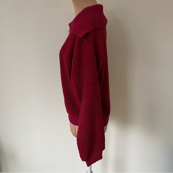 Anthropologie Dolan Left Coast Sherpa Quarter-Zip Pullover Red Sweater NWT Sz S - Picture 6 of 12